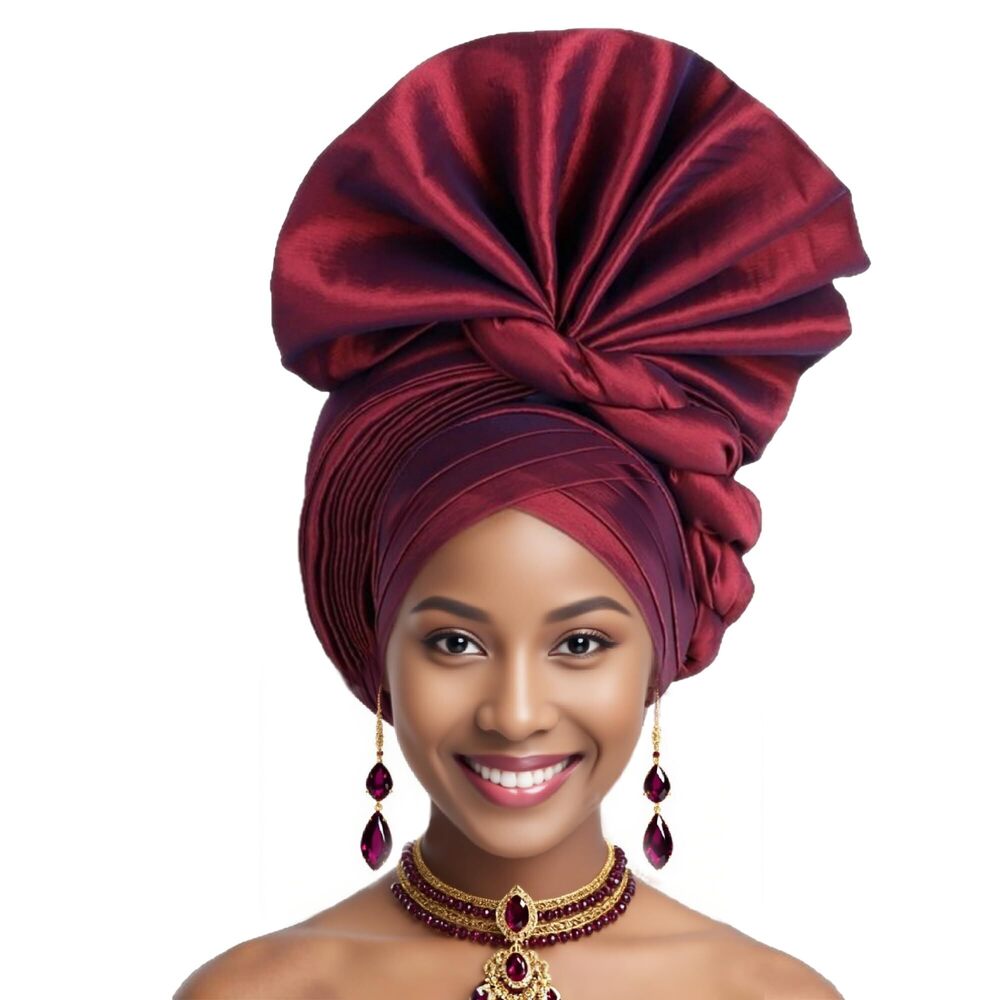 3331 African Headwrap – Automatic Gele Pre-Tied Headscarf, Ready-to-Wear